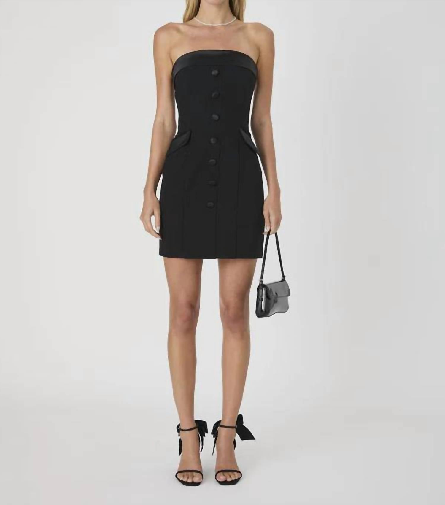 

Черное атласное мини-платье Gemma без бретелей French Connection