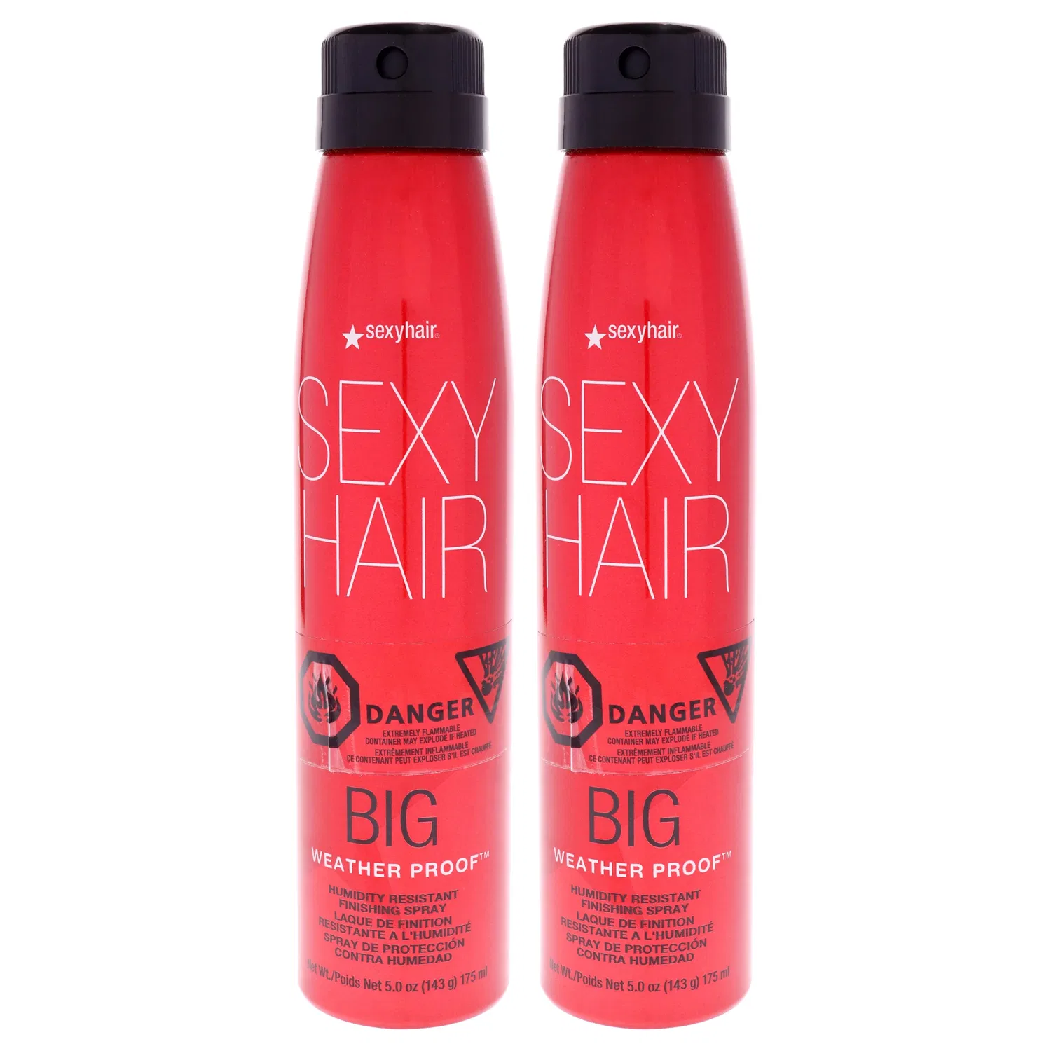 Лак для волос Big Sexy Hair Weather Proof от Sexy Hair, подходит как для мужчин, так и для женщин - 140 мл (5 унций) - упаковка из 2 штук, Clear