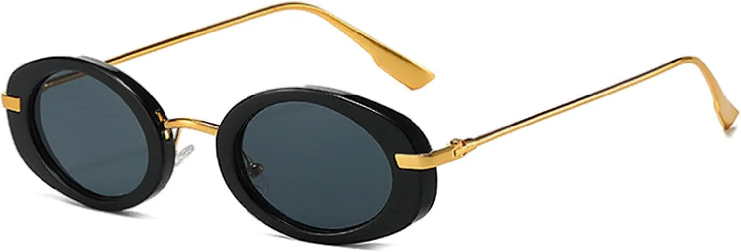 

Ретро маленькие овальные женские солнцезащитные очки класса люкс, модные панк-очки для мужчин, трендовые градиентные очки UV400 TVTBBVV, Black Golden Gray