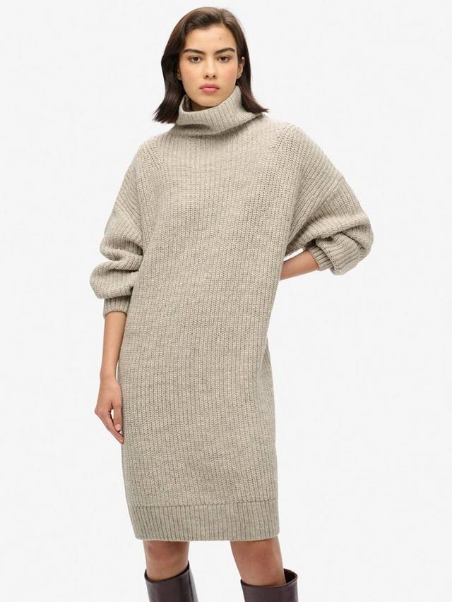 

Платье-джемпер из плотного ребристого трикотажа Superdry, цвет Light Grey Twist