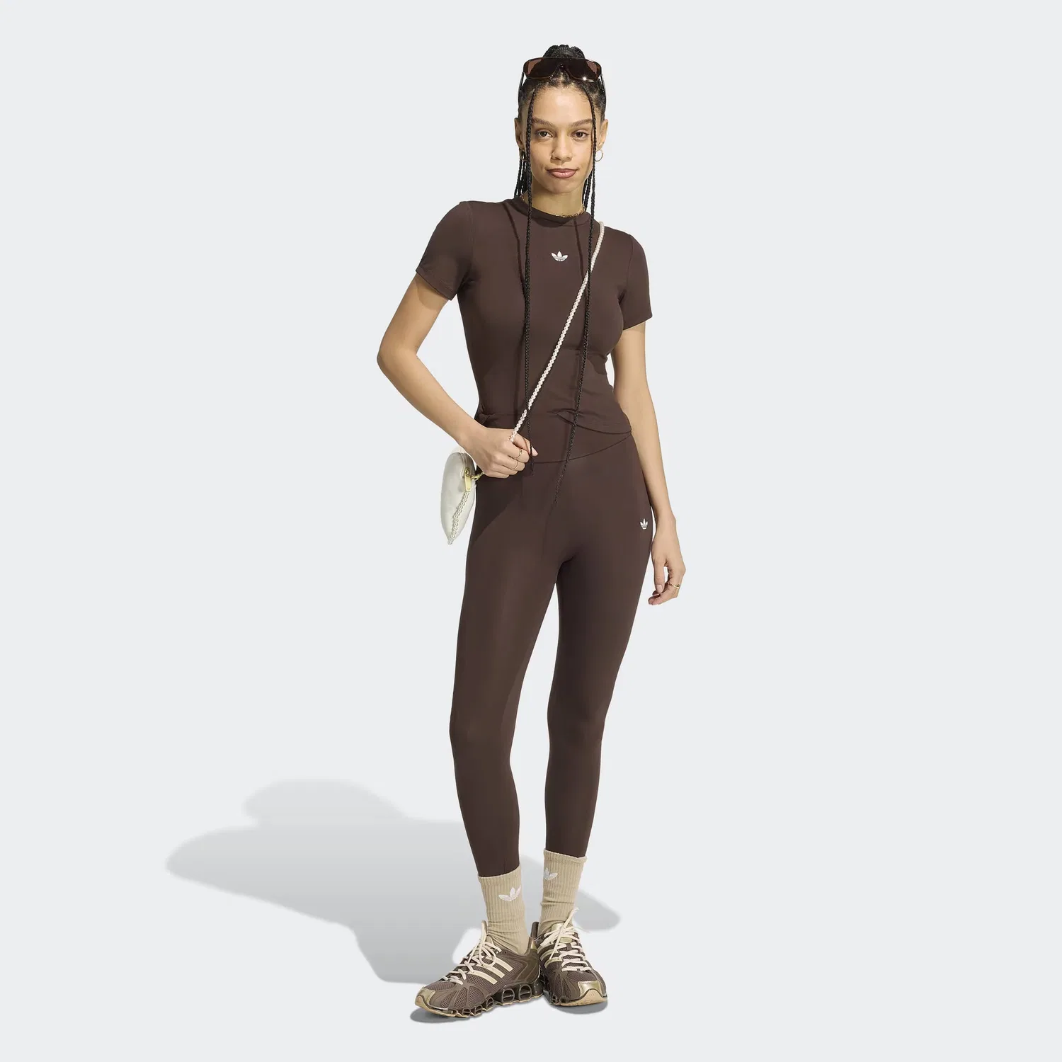 Узкие леггинсы Adidas Originals Ess, коричневый