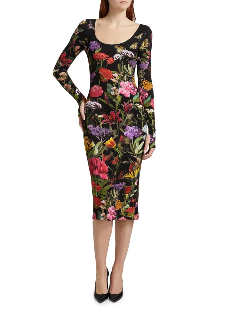 

Платье-миди с цветочным принтом Delora Bodycon Alice + Olivia, цвет Secret Garden