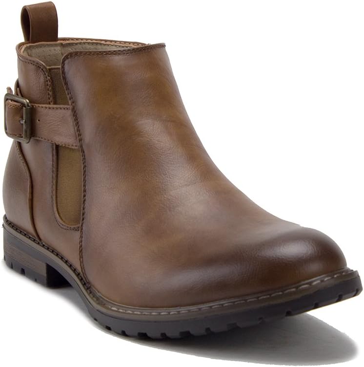 

Мужские ботинки Jazame McVey с эффектом потертости, байкерские ботинки с укороченной голенью и стиль Челси, Tan