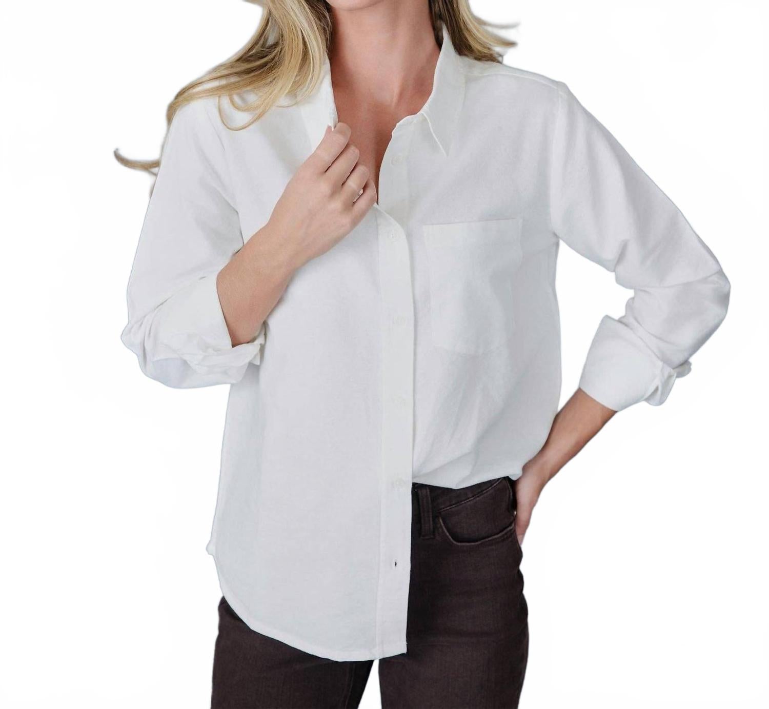 

Офисная любимая рубашка на пуговицах в снежно-белом цвете DOWNEAST