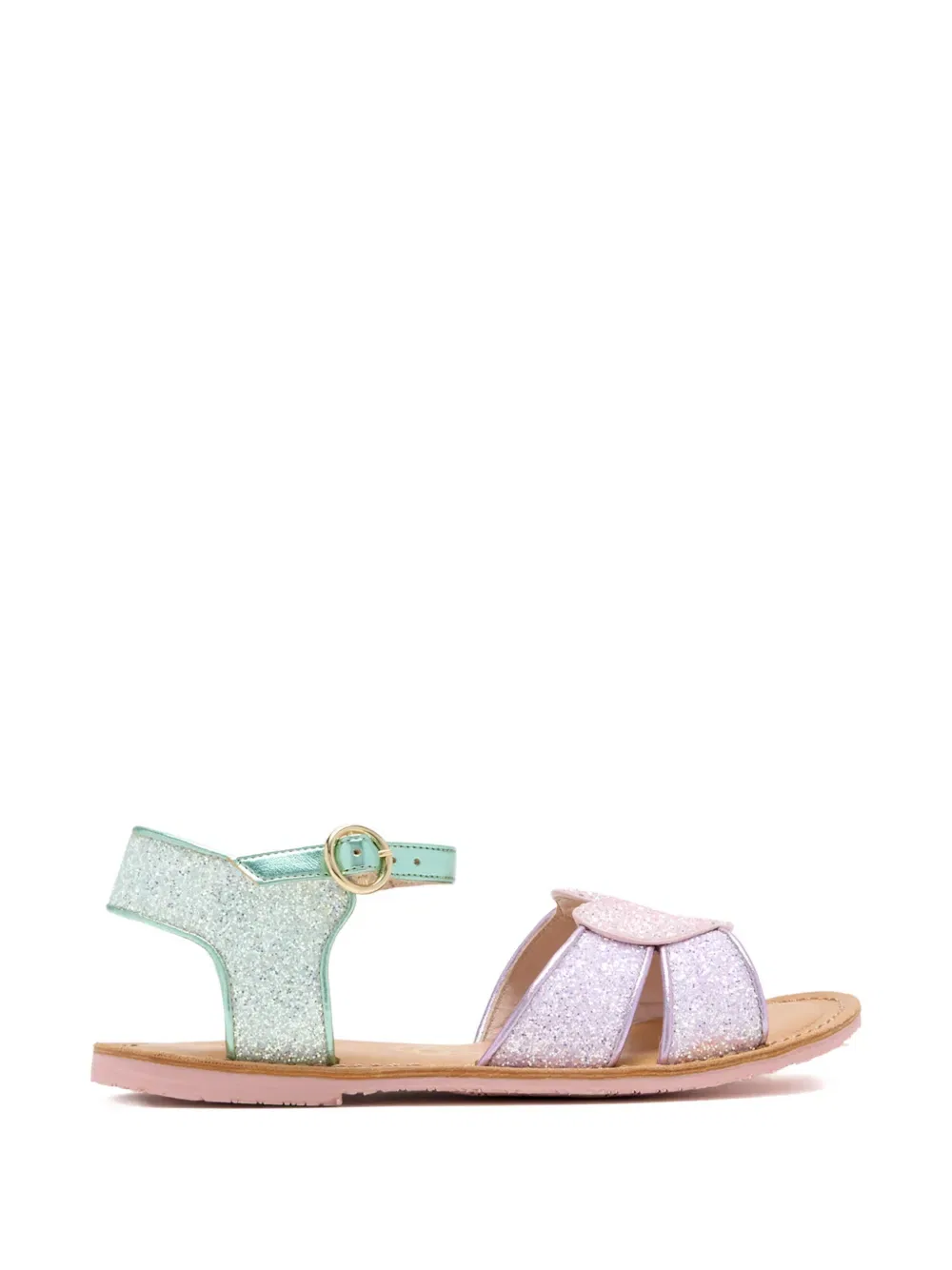 Сандалии Amora с блестками в форме сердца Sophia Webster Mini, зеленый