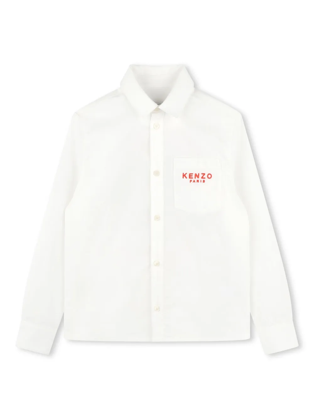 

Рубашка с вышитым логотипом Kenzo Kids, белый