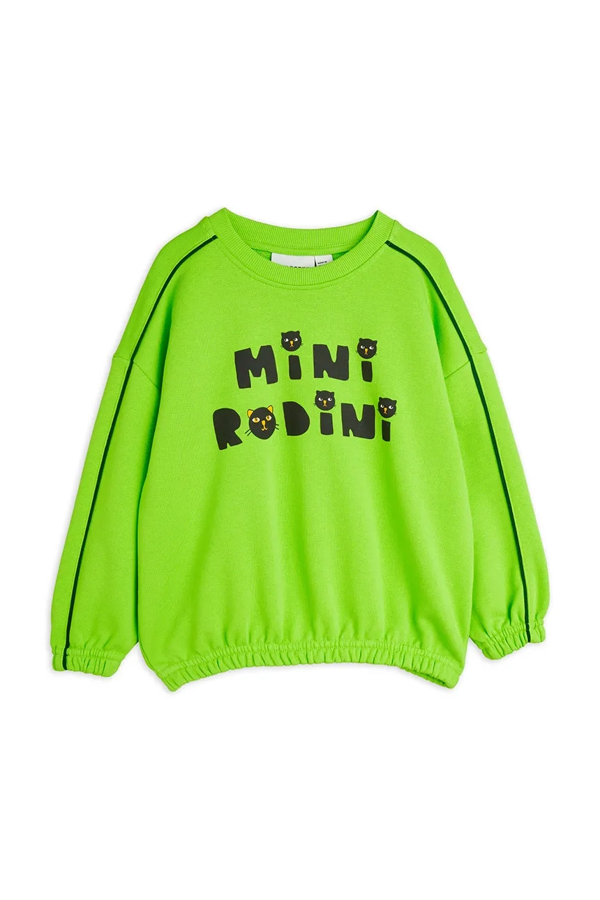 Детская хлопковая толстовка Cats Mini Rodini, зеленый — фото 3