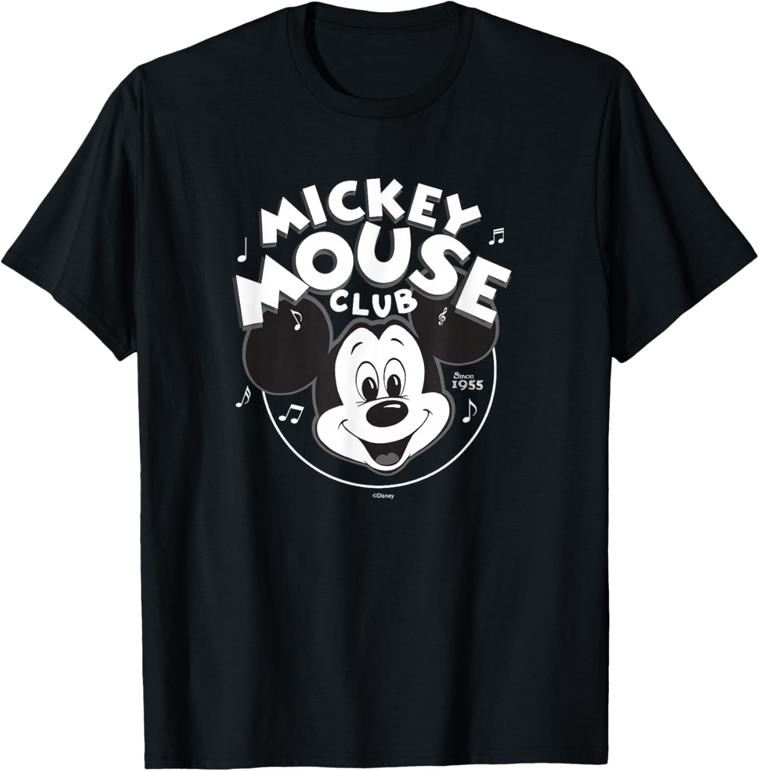 

Футболка Disney 100 Mickey Mouse Club Logo Black and White Retro D100, черная