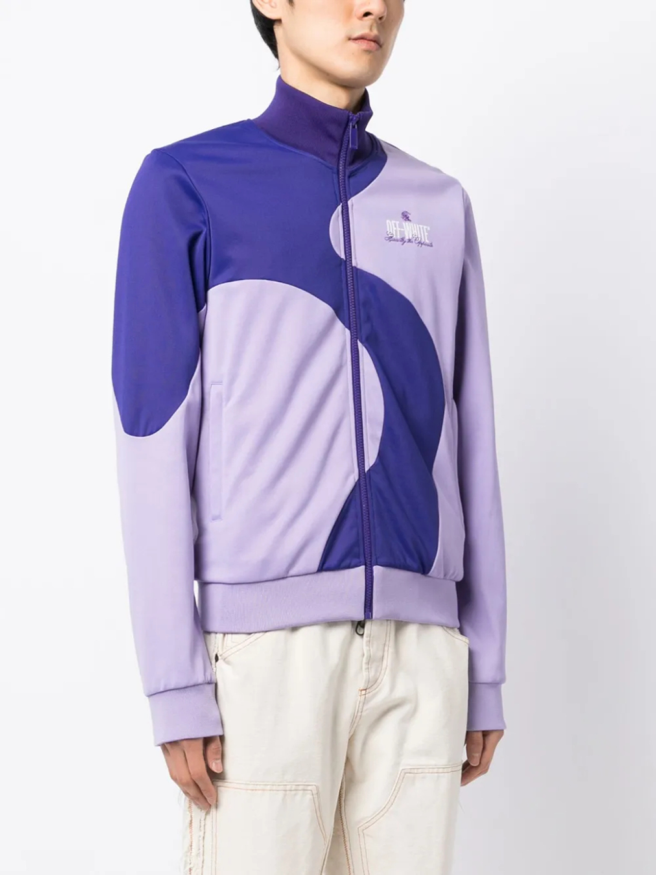 Off-White спортивная куртка в стиле колор-блок, фиолетовый — фото 3
