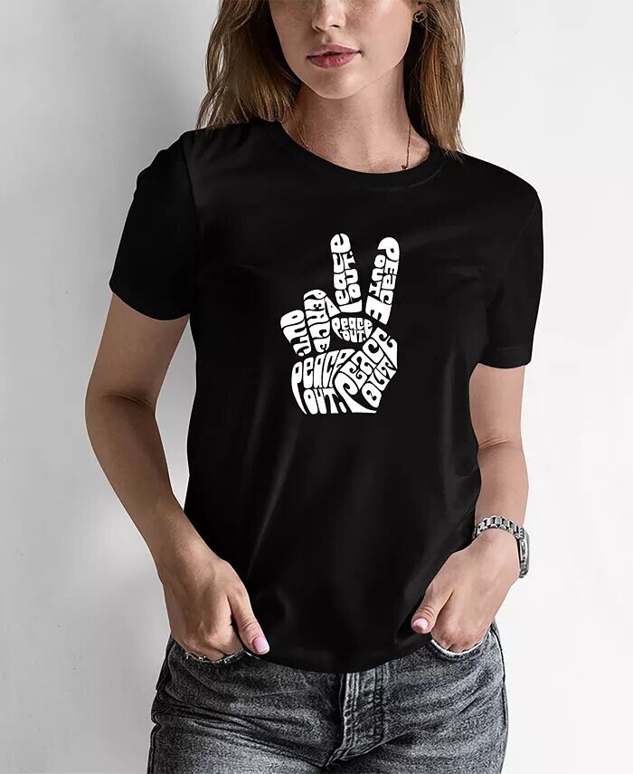 

Женская футболка Word Art Peace Out LA Pop Art, черный