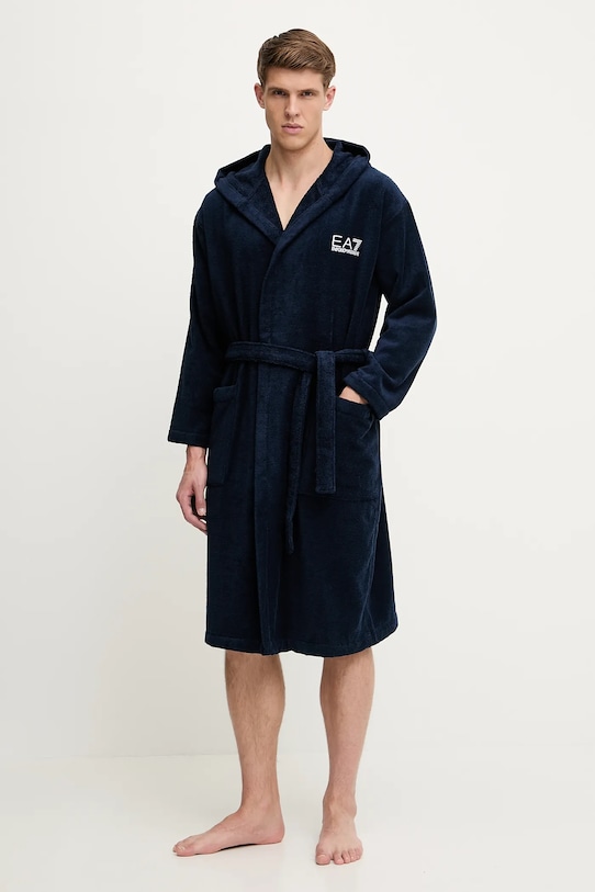 

Хлопковый халат Ea7 Emporio Armani, темно-синий