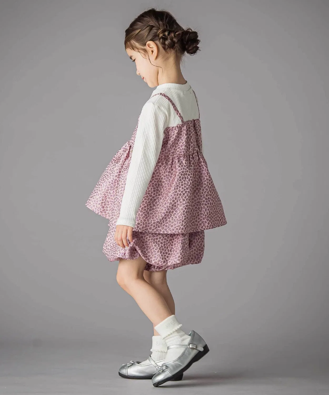 Сет из жаккардовой туники и брюк-баллонов BeBe Petits Pois Vert, розовый — фото 3