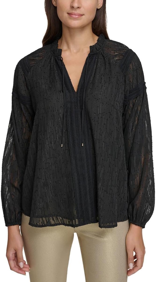 

Женский блейзер с открытым передом, текстурированный топ и брюки широкого кроя Tommy Hilfiger, Black