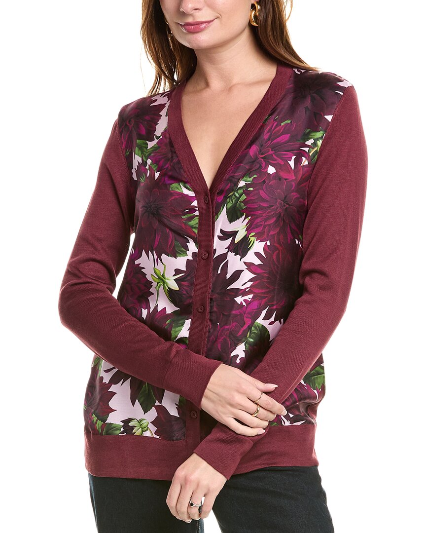 

Кардиган Oscar de la Renta Dahlia Inset из смесового шелка, красный