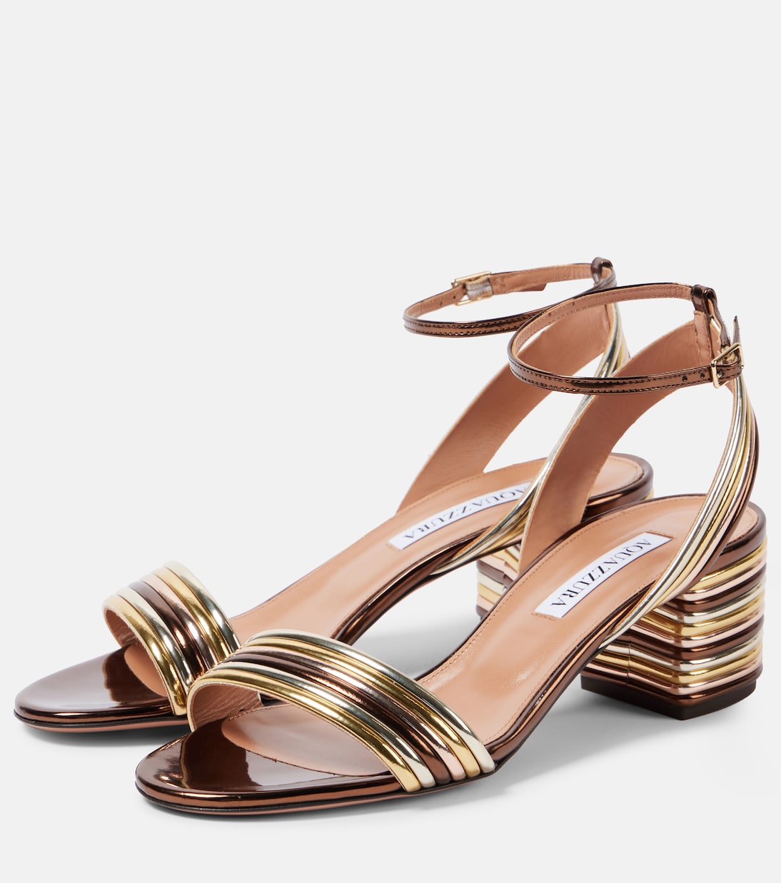 Сандалии из искусственной кожи Sundance 50 Aquazzura, Multimetal Gold — фото 4