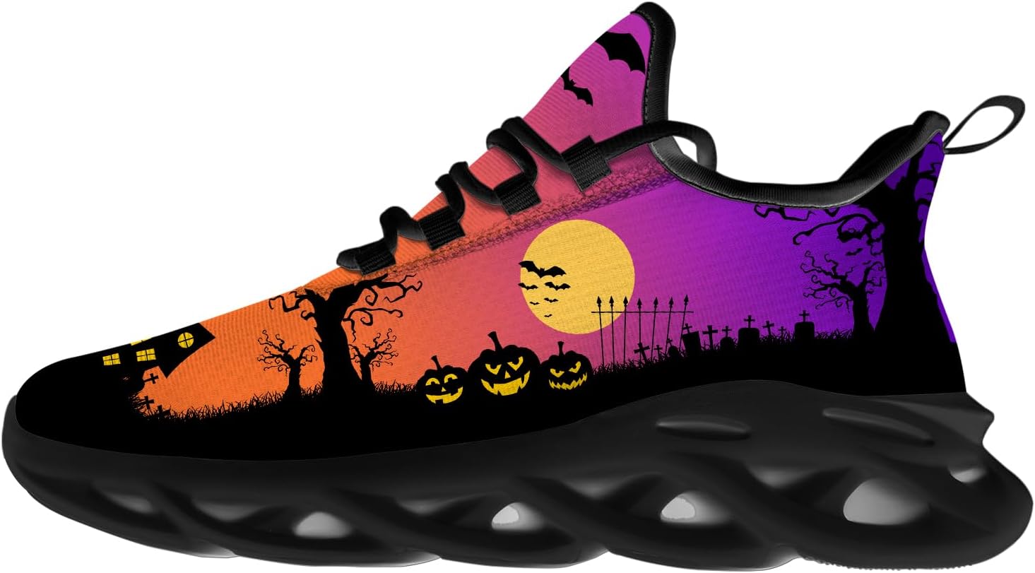 

Кроссовки Ciadoon на Хэллоуин для женщин и мужчин, для бега по дороге, ходьбы и тенниса, дышащие, легкие, подарок для мужчин и женщин, черный