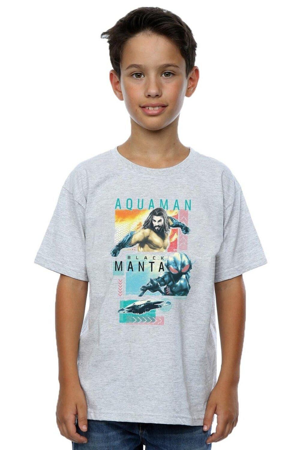 

Футболка с плиткой персонажей «Аквамен» DC Comics, серый