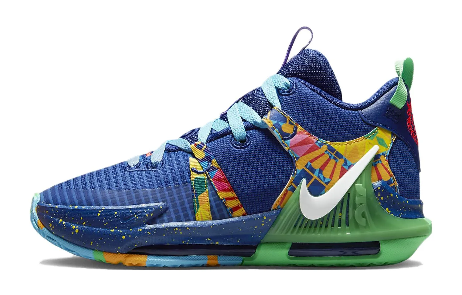 Кроссовки LeBron Witness 7 Kaleidoscope GS Nike, Dark Royal Blue/Gaming Royal/Algae/White