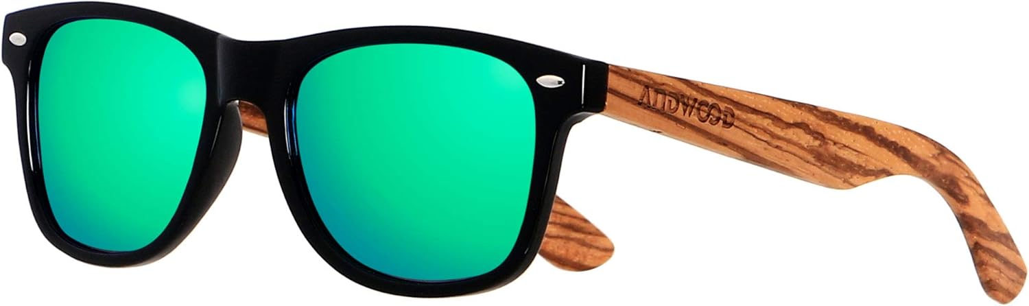 

Солнцезащитные очки ANDWOOD из дерева с поляризацией, для мужчин и женщин, с защитой от УФ-излучения, в оправе из бамбука, зеркальные, Glossy Black & Zebra Wood | Polarized Mirrored Green