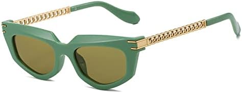 

Солнцезащитные очки Polygon для женщин, солнцезащитные очки UV400 в стиле ретро с металлической цепочкой, мужские солнцезащитные очки сине-зеленого цвета MTZJH, Green Green