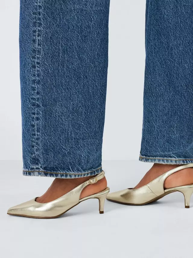 Туфли-лодочки John Lewis Greece Leather Kitten Heel Slingback, цвет platino — фото 2