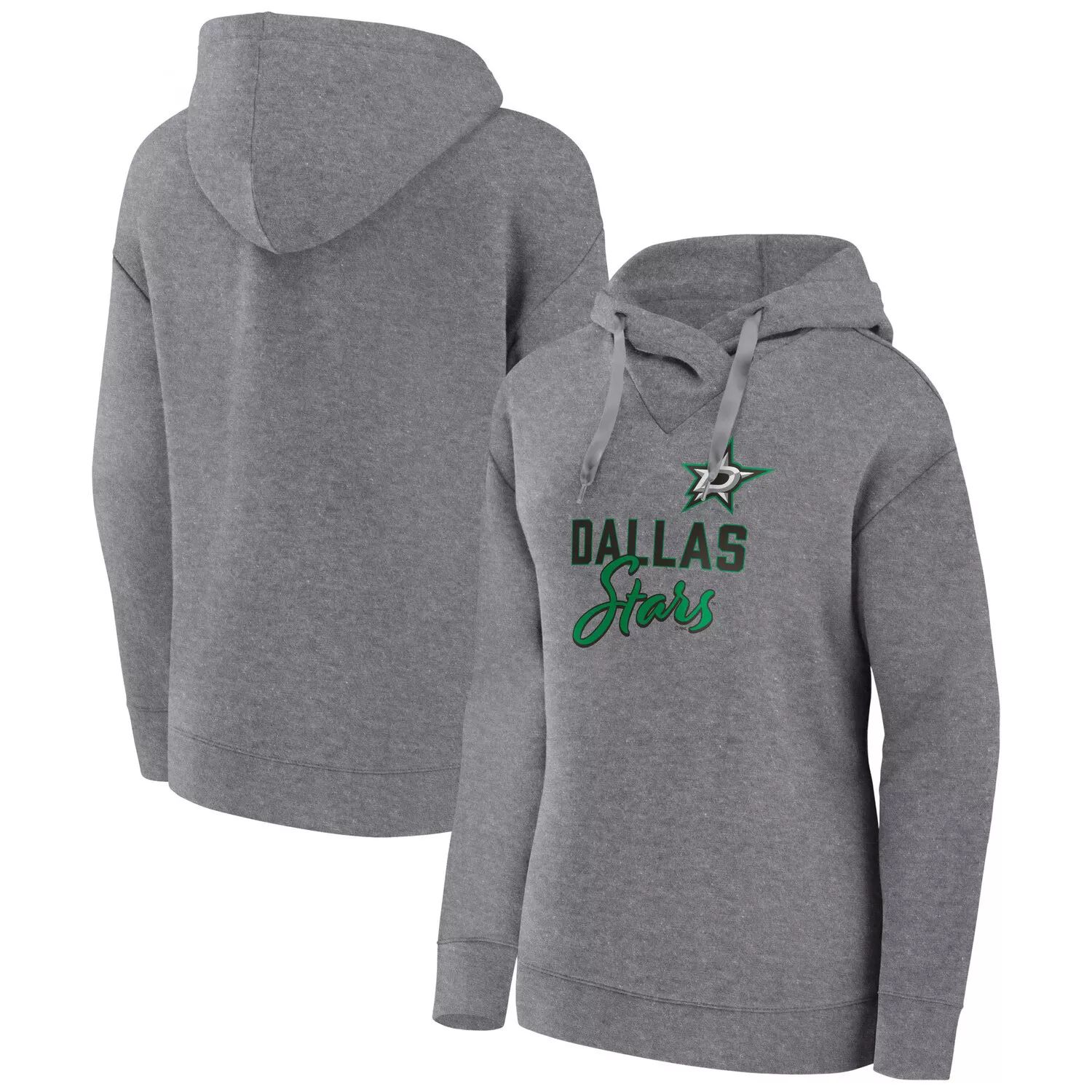 

Женский пуловер с капюшоном Fanatics с логотипом Heather Grey Dallas Stars Script Favorite Fanatics