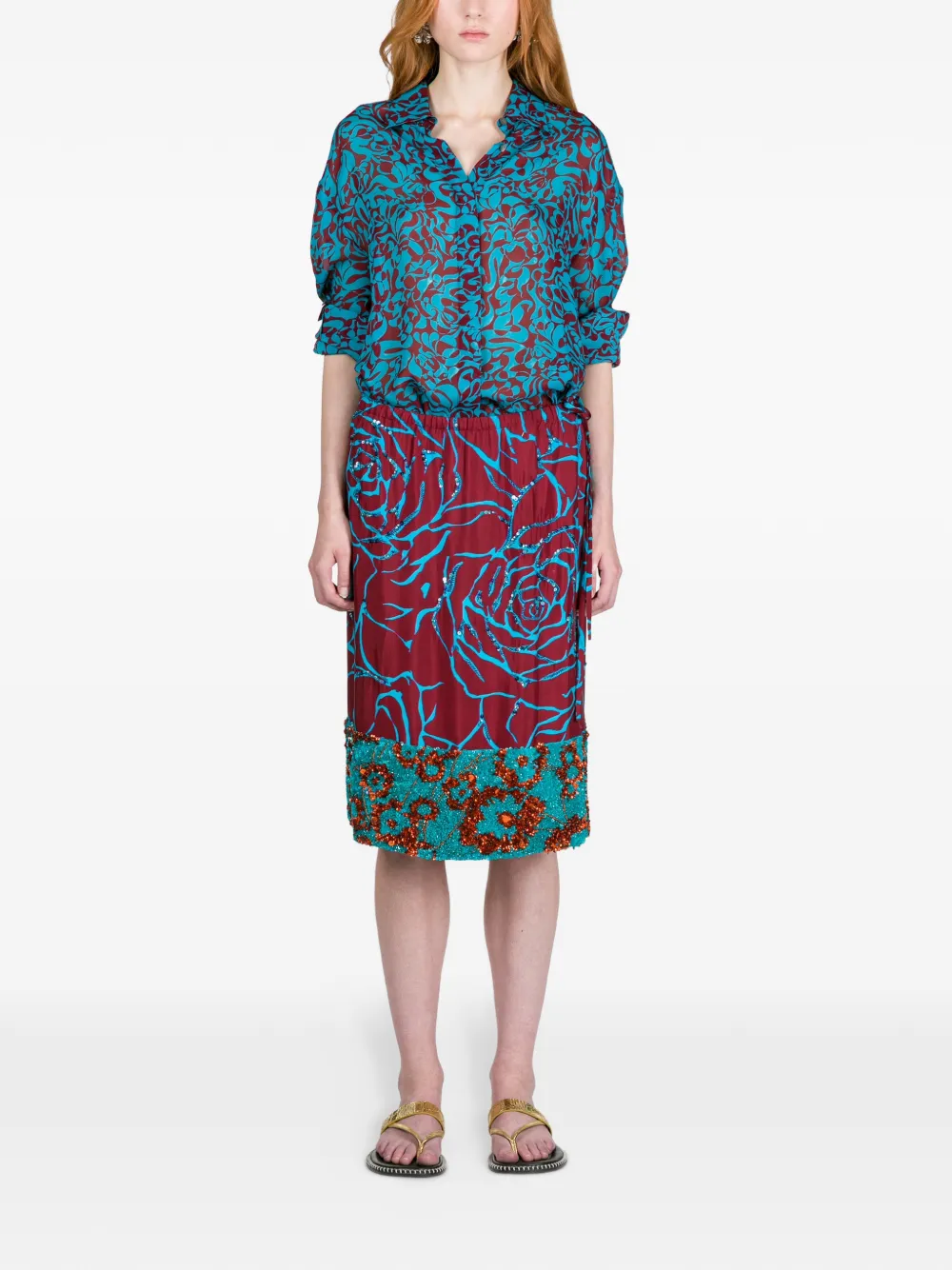 Босоножки с фактурными ремешками Dries Van Noten, золотой — фото 4