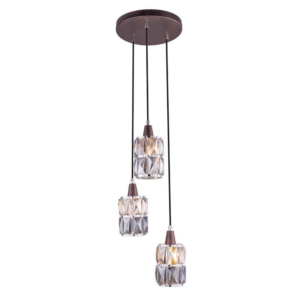 

Подвесной светильник, дымчатый, круглый, 3 подвеса, бронза, хром Globo Lighting, черный