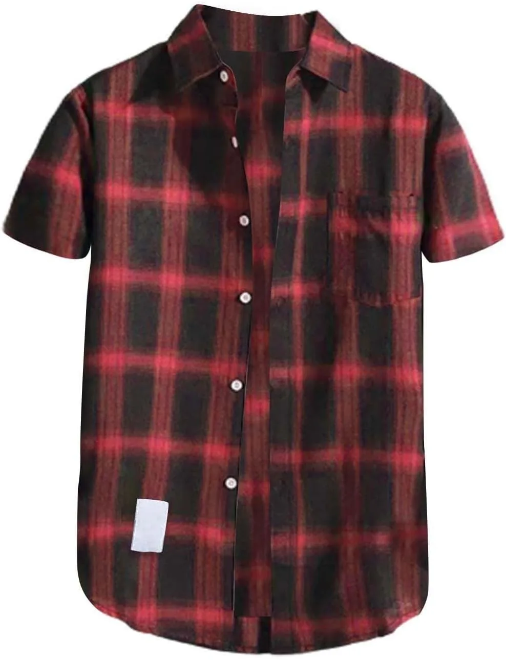 

Мужская летняя рубашка Western Plaid с перламутровыми пуговицами, короткий рукав, свободный крой