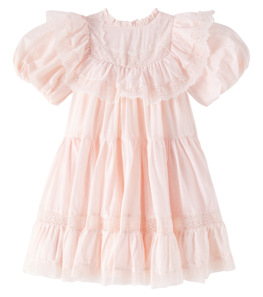 

Многоярусное хлопковое платье с кружевной отделкой Petite Amalie , Soft Peach