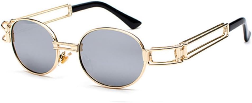 

Модные круглые солнцезащитные очки для женщин и мужчин в винтажном стиле с металлической оправой и в стиле стимпанк, солнцезащитные очки для мужчин с защитой от УФ-излучения UV400 TYUVIVO, Gold-silvermirror
