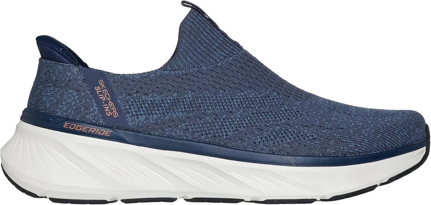Мужские кроссовки Skechers Edgeride Commissioner Hands Free Slip-in, Navy Knit Orange Trim — фото 3