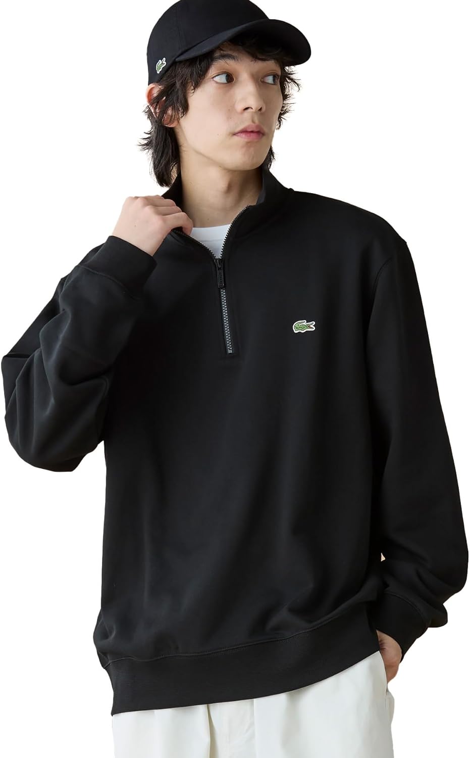 

Мужская толстовка Lacoste (Official) с высоким воротником и застежкой-молнией до середины груди, черный