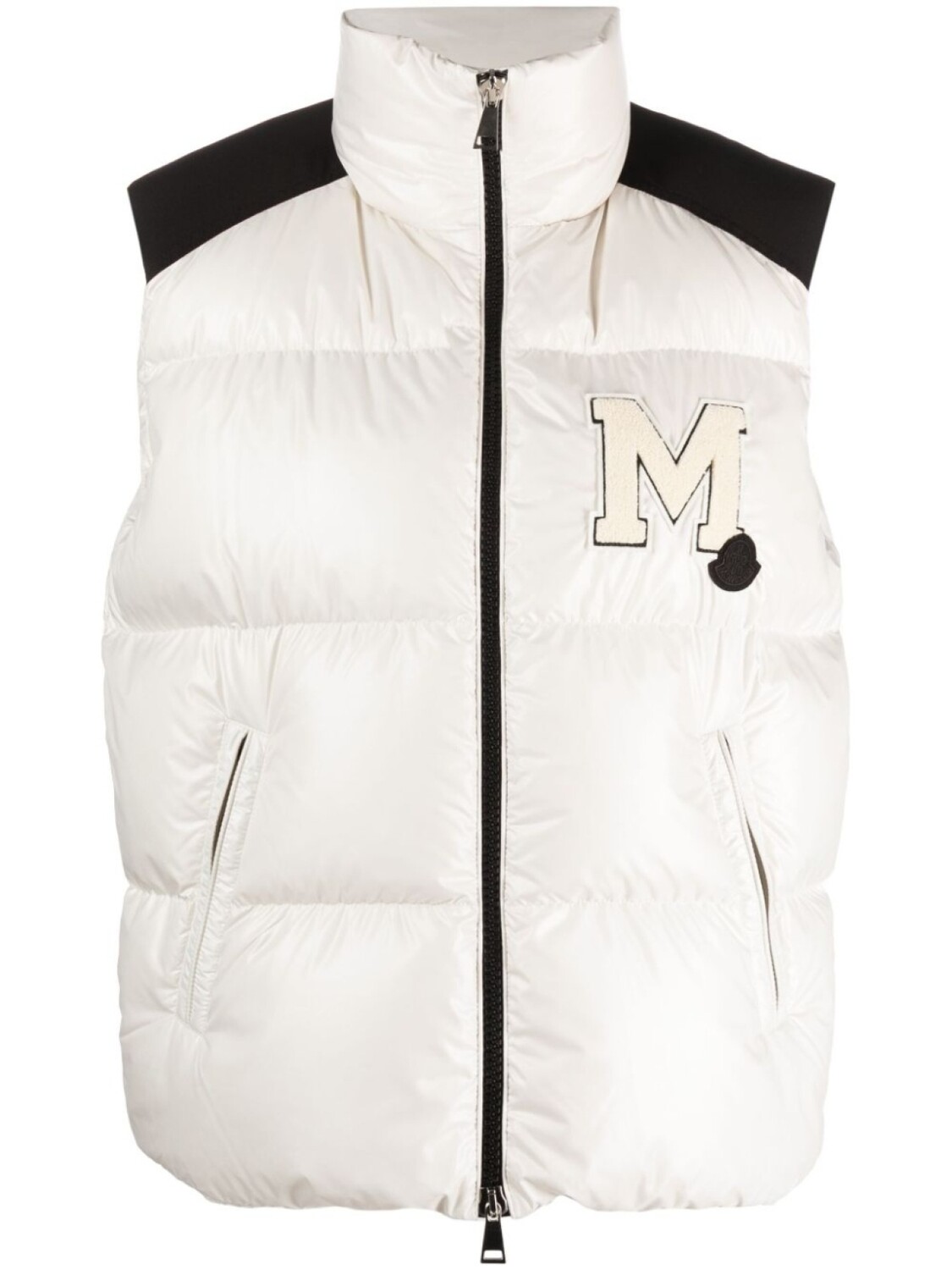 

Moncler дутый жилет с нашивкой-логотипом, белый