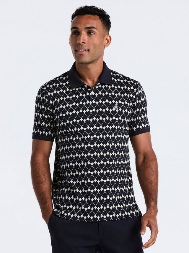 

Органическая хлопковая поло с принтом флагов и короткими рукавами Original Penguin, Dark Sapphire