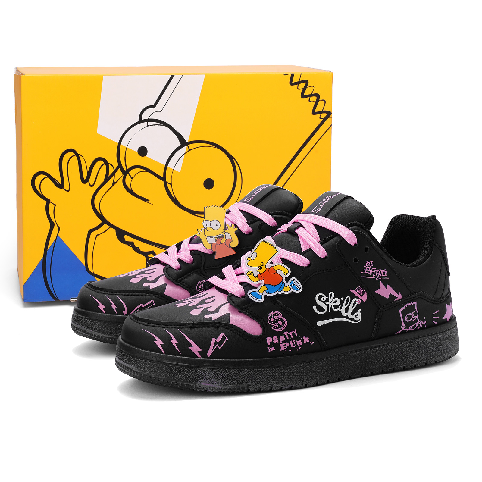 

The Simpsons Кроссовки для скейтборда унисекс с амортизацией, легкие, увеличивающие рост, низкие, черно-розовые (улучшенная версия), цвет Black Pink (Upgraded)