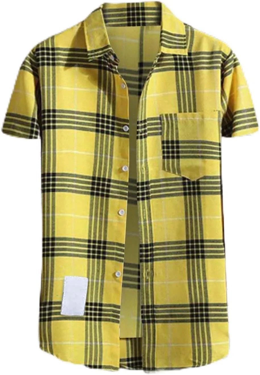 

Мужская рубашка с коротким рукавом и карманом HJINGSUN