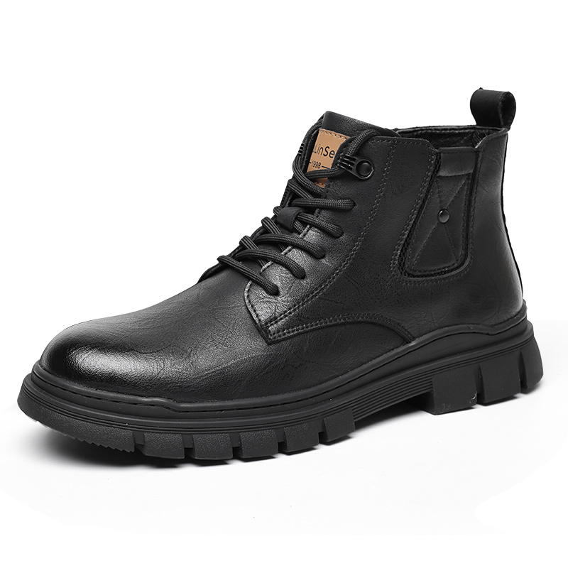 Mulinsen Мужские черные ботинки Martin Boot с подкладкой из черного флиса, цвет Black Fleece-Lined — фото 4