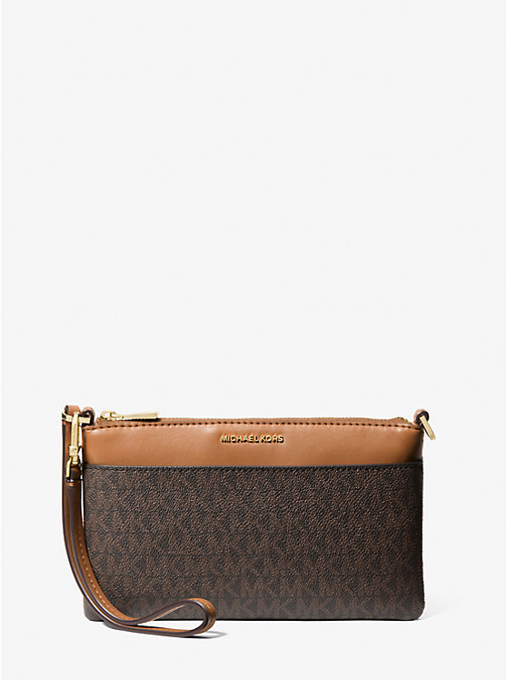 

Средний клатч-кошелек Jet Set на запястье с фирменным логотипом Michael Kors, Brn/Acorn