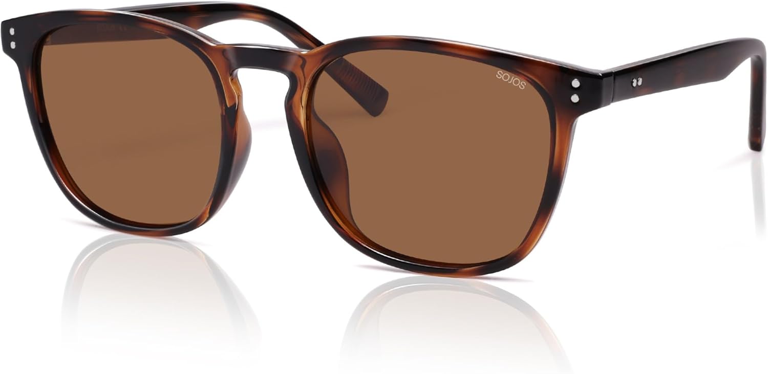 

Солнцезащитные очки SOJOS унисекс с закругленными и квадратными линзами, поляризованные, оправа TR90, защита от УФ-излучения UV400, легкие, в стиле ретро, ​​для женщин и мужчин, Tortoise Brown/Brown