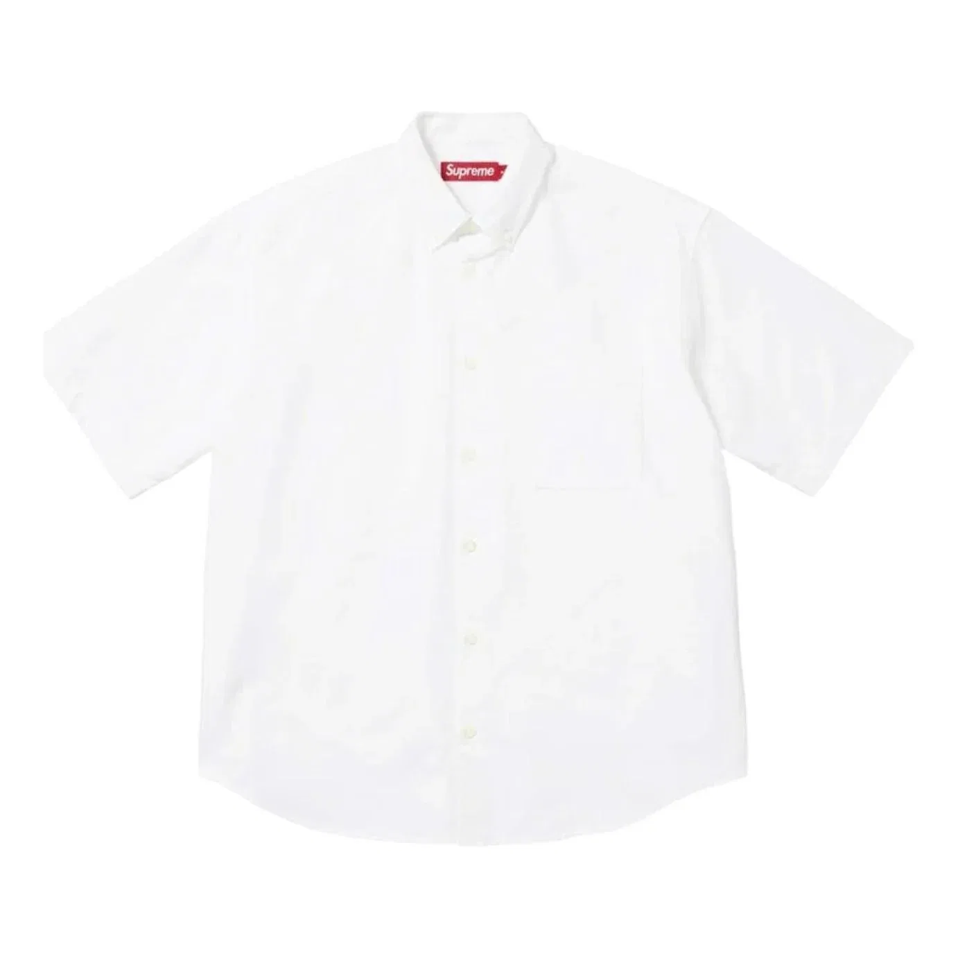 Рубашка Supreme SS26 свободного кроя Oxford с короткими рукавами, белая, SUP-SS26-158-WHT