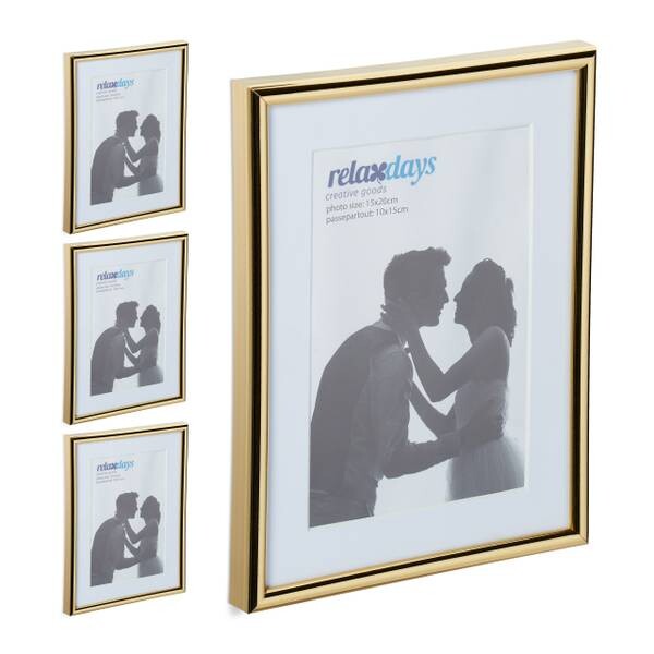 

4xРамка для фотографий Relaxdays 15x20 cm gold, золотой/белый