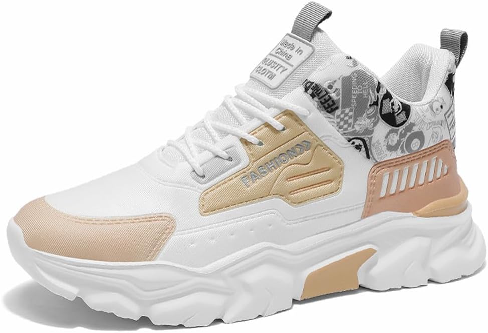 

Мужские высокие кроссовки VAXAV для бега по дороге, скейтборда, прогулок и вождения, белый/бежевый