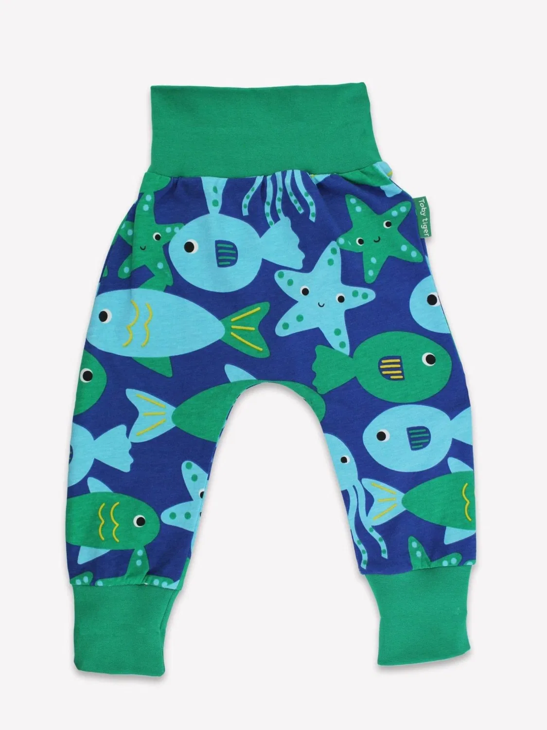 Брюки Regular 'Bio-Baumwoll Kinder Schlupfhose mit Fisch-Druck' Toby Tiger, Green