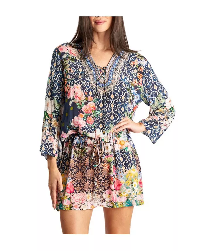 

Женское короткое платье с эластичной талией и завязкой La Moda Clothing, синий