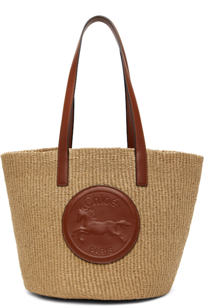 

Большая бежевая сумка-корзина с медалью для лошади Chloé