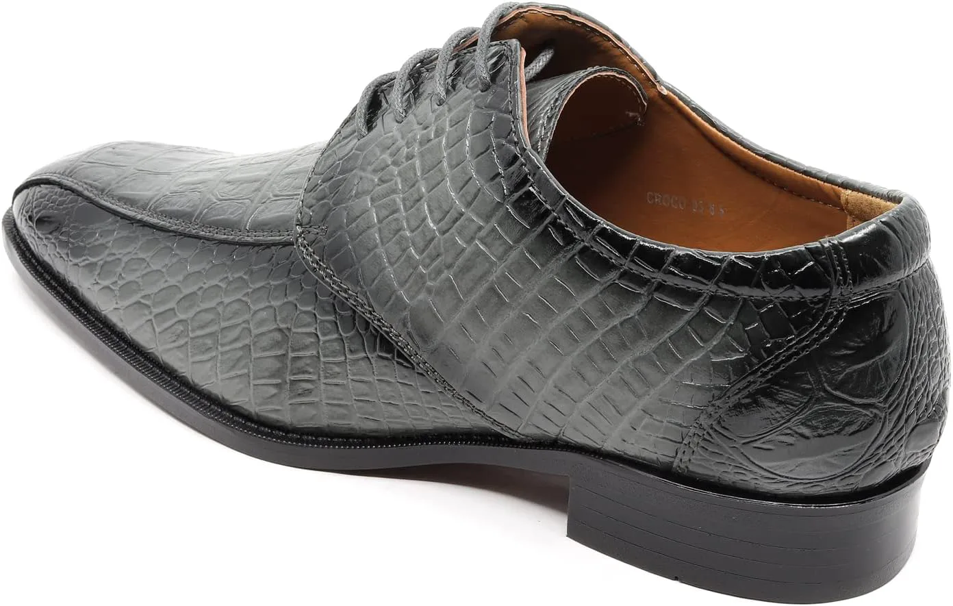 

Мужские туфли оксфорды с шнуровкой и принтом крокодила Croco-03 Metrocharm, серый