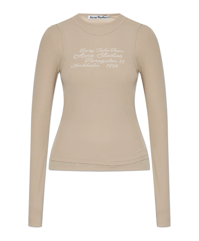 

Футболка с длинными рукавами в многослойном исполнении Acne Studios, бежевый