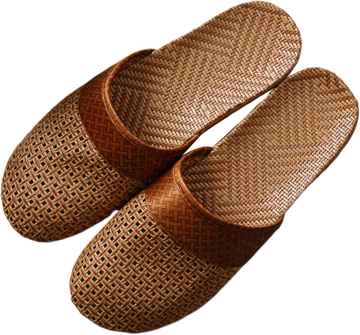 

Закрытые сандалии для женщин, летние, плетеные из лозы, удобные, на подкладке, с дырочками, дышащие, льняные тапочки для женщин и мужчин для прогулок Tazeap, коричневый