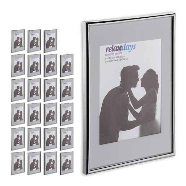 

24xРамка для фотографий Relaxdays in Silber 20x30 cm, серебристый/белый